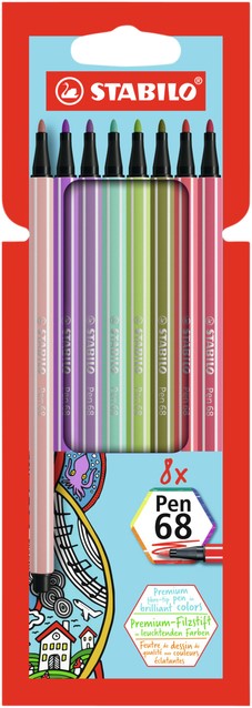 Walter Cunningham Wanten praktijk Viltstift STABILO Pen 68 etui à 8 kleuren Duurzame Kantoorartikelen