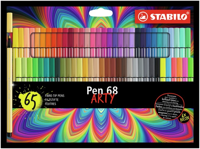 Panda hardwerkend Nominaal Viltstift STABILO Pen 68 Arty set à 65 kleuren Duurzame Kantoorartikelen
