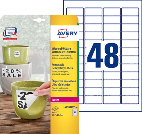 Etiket Avery L4778REV 45.7x21.2mm wit 960 stuks-2