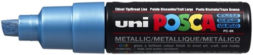 Verfstift Posca PC8K breed schuin metallic blauw