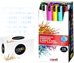 Paintmarker Uni POSCA PC1MR extra fijn assorti set à 16 stuks