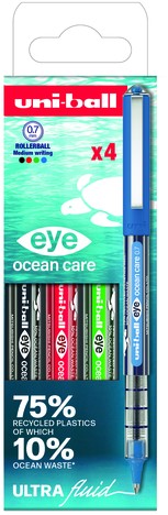 Rollerpen Uni-ball Eye Ocean Care medium assorti 4 stuks