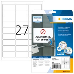 Etiket HERMA 4347 63.5x29.6mm verwijderbaar wit 675 stuks