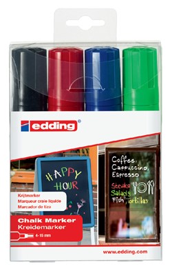 Krijtstift edding 4090 window schuin 4-15mm assorti etui à 4 stuks
