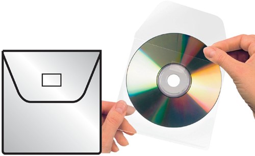 Cd/dvd Hoes 3L 127x127mm met klep zelfklevend transparant